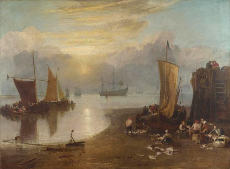 Joseph Mallord William Turner Sun rising tyhrough vapour:Fishermen cleaning and selling  fish  (mk31) China oil painting art